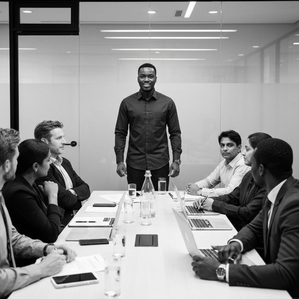 Ntando Mbhele leading a diverse stakeholder strategy meeting