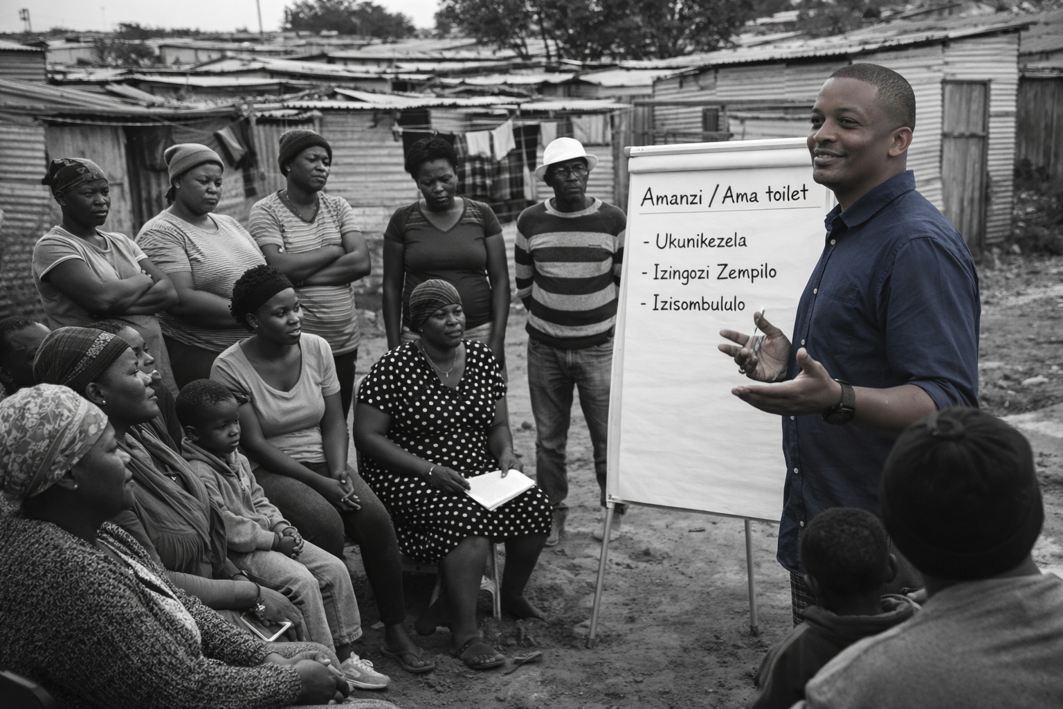 Ntando Mbhele presenting at a community engagement session